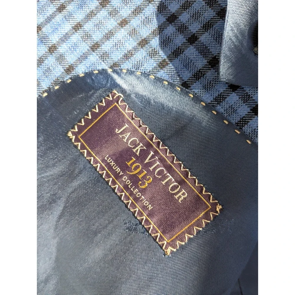 NWT Jack Victor‎ 1913 Luxury Collection Blue Plaid Blazer 40R Made in Canada